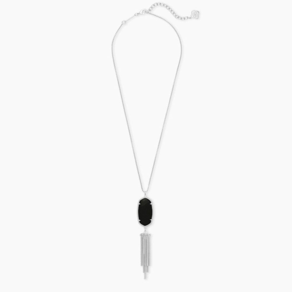 Kendra Scott Black/Silver Tone Rayne Pendant Necklace VGUC
